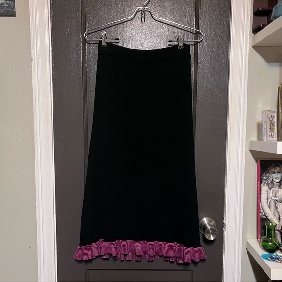 Black Skirt with Pink Ruffle Hem - Picture 2 of 4